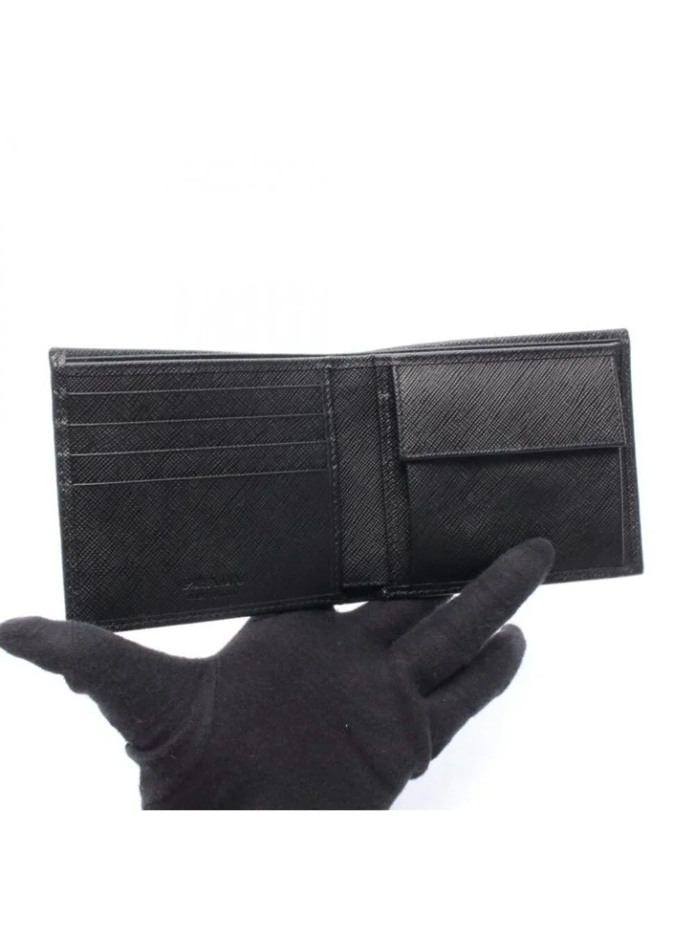 Prada Bifold Wallet Sasaffiano Triang Saffiano Leather